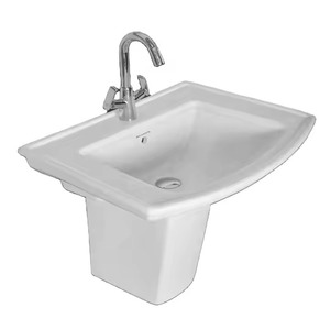 Lavabo Vistaar Capri con medio pedestal-Soporte para lavabo, Material cerámico Productos sanitarios para Baño - Product Image 6