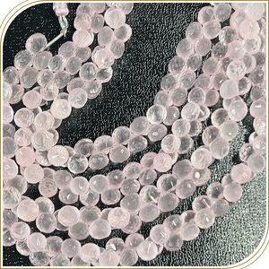 AAA High Quality Natural Pink Rose Quartz Gemstone Faceted Briolette Onion Drops <b>Beads</b> 8 Inches Strand Size 5 to 6mm Approx - Product Image 6