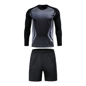 Maillot rembourré de gardien de but de football 100% polyester léger, séchage rapide, respirant, col montant, manches longues, toutes saisons - Product Image 1