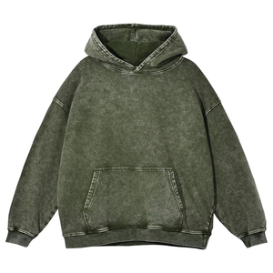 Comprar sudaderas con capucha de lavado ácido OEM y ODM para hombre, Jersey personalizado, ropa de calle Vintage, 100% algodón, Sudadera con capucha verde oscuro, mezcla básica de algodón - Product Image 1