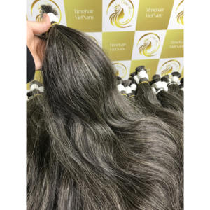 Extensiones de Cabello Humano Vietnamita Remy de Alta Calidad, Color Gris Natural, Sin Procesar, Cutícula Alineada, con Cinta Adhesiva, Doble Trama - Product Image 3