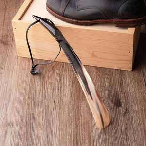 Handmade Polished Natural Buffalo <b>Horn</b> <b>Shoe</b> <b>Horn</b> with <b>Long</b> Leather <b>Handle</b> Real Religious Style for Home Use RM International - Product Image 2