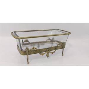 Brass Antique Metal Frame <b>Glass</b> <b>Serving</b> <b>Bowl</b> Table Top Decorative <b>Glass</b> <b>Bowl</b> for Home, Kitchen ,Hotel, Restaurants, Party - Product Image 1