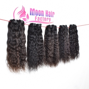 Extensions de cheveux indiennes pour femmes, couleur naturelle noire, double trame, vague profonde, cuticule alignée vietnamienne, machine, en gros, à vendre - Product Image 4
