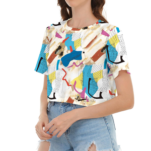 เสื้อยืดคอป180gs 95% สำหรับผู้หญิง100% คอตตอนคอกลมธรรมดาคอกลมเสื้อครอปออกแบบได้ตามต้องการ - Product Image 5