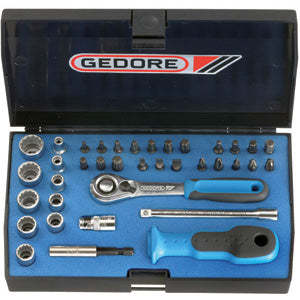 ชุดประแจบล็อก GEDORE 941gl เกรดอุตสาหกรรม ผลิตจากเหล็กโครเมียม-วาเนเดียม ด้ามจับรูปตัว T ขนาด 1/2 นิ้ว 37 ชิ้น พร้อมหัวหกเหลี่ยม สำหรับงานซ่อมแซม - Product Image 1