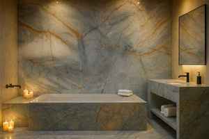 Plan de travail de cuisine en quartzite noir de luxe moderne, pierre naturelle, pour panneau mural, poli, imperméable, qualité supérieure, sur mesure - Product Image 4