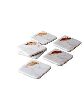 Dessous de verre en marbre blanc personnalisé de bonne qualité en laiton en forme de coeur Table carrée décorative et tapis et coussinets dessous de verre - Product Image 5