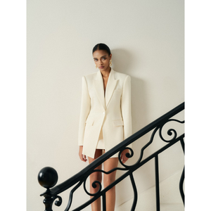 Blazers de mujer ANT blanca con bolsillo en el pecho delantero abotonado LYA sin espalda DRAPEADO BLAZER de un solo pecho ropa de un botón para mujer - Product Image 1