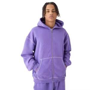 Sudadera con capucha y cremallera completa para hombre, ropa deportiva de invierno de lana suave con cremallera y para estampado de hojaldre, Sudadera con capucha térmica informal - Product Image 1