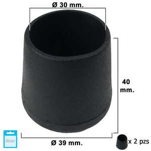 Contera Conica Nera 30mm. Blister 2 pezzi. - Product Image 1