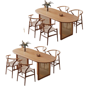 ชุดโต๊ะอาหารไม้จริงสำหรับรับประทานอาหารและร้านอาหารดีไซน์เรียบง่ายทันสมัย - Product Image 5