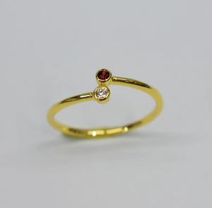 Wholesale 14K <b>Gold</b> Plated S925 <b>Ring</b> Minimal Natural Garnet <b>Cubic</b> <b>Zirconia</b> Customizable for Engagement Wedding or Gift Retails - Product Image 1