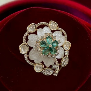 Luxury Flower Design Women's <b>Cocktail</b> <b>Ring</b> with Mother of Pearl Latest Design Engagement Wedding Gift Jewelry - Product Image 1