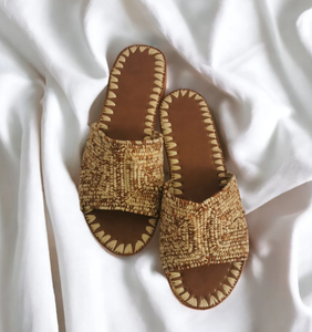 Raffia Mules Sandals for Womens, Handmade <b>Shoes</b>, Moroccan Sandals, Natural Raffia Sandals - Product Image 2