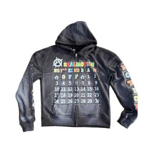 Sudadera con Capucha Extra Grande de Forro Polar para Hombre, con Cierre de Cremallera, Logotipo Frontal Personalizado, Estampado de Grafiti, Transpirable y de Secado Rápido - Product Image 1