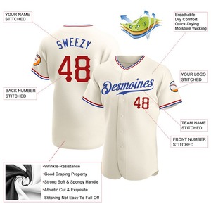 Rouge personnalisé-Maillot de baseball authentique royal - Product Image 3