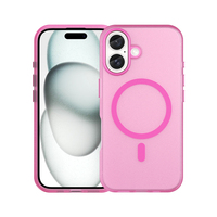Étui de téléphone portable en TPU mat couleur unie avec boutons électroplaqués, cadre d'objectif indépendant, chargement magnétique, antichoc, modèle MOF-006
