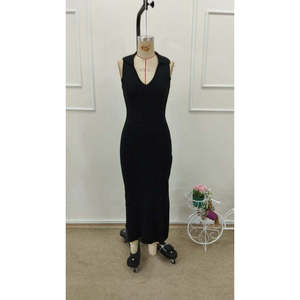 Vestido Largo de Punto Tricot sin Mangas con Cuello en V para Mujer de Jane's - Elegante Vestido Maxi de Color Sólido para Eventos Nocturnos y Ocasiones Especiales - Product Image 5