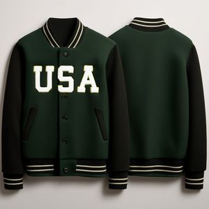 Factory Wholesale Custom logo Baseball Loose Casual Varsity Sport Jersey <b>Jacket</b> <b>Green</b> Blue Baseball <b>Jacket</b> for <b>Men</b> - Product Image 2