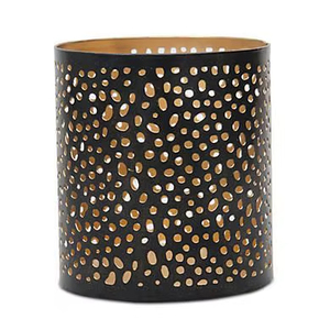 Black and Gold <b>Candle</b> <b>Holder</b> with Unique Cut-Out Design Contemporary Metal <b>Lantern</b> for Home Decor Lighting - Product Image 1