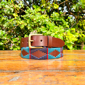 Navy Teal Verdejo เข็มขัดโปโลผู้ชาย, เข็มขัดหนังแท้ลำลองความยาวตามสั่ง100% ทองเหลืองแท้สำหรับหัวเข็มขัด - Product Image 1