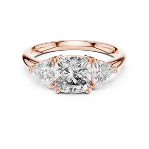 Bague de fiançailles en or blanc 14 carats avec diamant de laboratoire taille coussin et trillion pour femme |   Nouveau diamant cultivé - Product Image 2