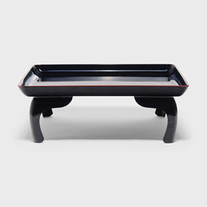 ถาดชาเคลือบสีดำโบราณพร้อมขาโค้งและเน้นสีแดงสำหรับใช้ในบ้านและร้านอาหาร - Product Image 2