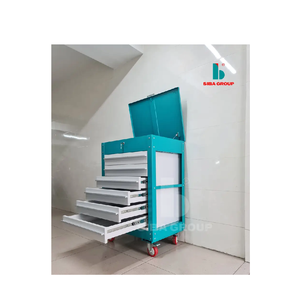 Tool Cabinet High Quality Industrial OEM Blue and White Wheels Professional Steel Trolley Tool Storage Cabinet from Vietnam