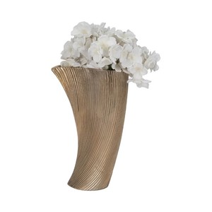 Sagebrook hogar oro hierro hecho a mano Mesa costera jarrón texturizado metálico decorativo centro de mesa moderno acento flor sala de estar - Product Image 1