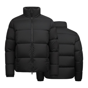 Veste d'hiver matelassée noire pour homme, veste à bulles isolée, col montant, chaude, légère, décontractée, vêtements d'extérieur - Product Image 3