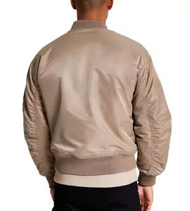 Chaqueta Bomber de satén de poliéster 100% con logotipo personalizable para hombre, cierre de cinturón de estilo callejero, forro de lana impermeable para invierno y exteriores - Product Image 2