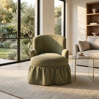 Fauteuil moderne écologique avec accoudoirs et pieds en bois de frêne massif KD, dossier incurvé, chaise de coiffeuse rembourrée sur mesure pour salon