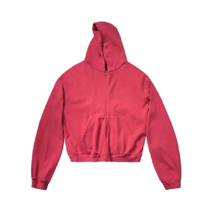 Vente en gros Nouveau 2024 Premium Couleur unie Lavage rembourré Épaule lâche 320GsmZipup Hoodie Fabricant Coton biologique & Shirpa Hoodies - Product Image 6