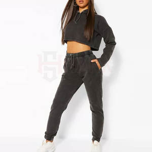 Meilleures ventes Top court pour femmes Survêtement Design personnalisé Toile Street Wear pour l'hiver Motif solide Style décontracté Prix raisonnable - Product Image 5