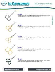 Life Care Ciseaux à broder les ongles à cuticules extra pointus de haute qualité Manche en or avec lame incurvée en acier inoxydable pour une utilisation en beauté - Product Image 4