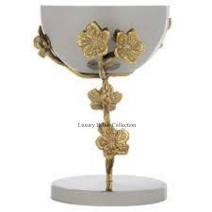 Quemador de forma redonda pulido dorado con soporte de diseño floral elegante Quemador de bobina de incienso Bakhoor y suministros de soporte de barra de cera - Product Image 2