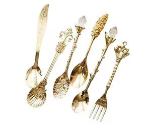 ชุดช้อนส้อมโลหะเคลือบถ่านสุดหรูเครื่องใช้บนโต๊ะอาหารสเตนเลสสตีลดีไซน์เนอร์มีสไตล์สำหรับบ้านร้านอาหารและของขวัญ - Product Image 4