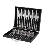 Ensembles de couverts en acier inoxydable, décorations de table en acier miroir pour fêtes durables, emballage de boîte-cadeau pour restaurants, événements