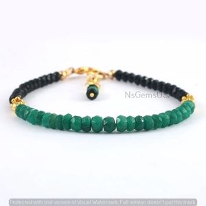 Hermosa obsidiana Esmeralda hecha a mano cuentas facetadas pulsera patrón piedra joyería niñas mujeres propiedades curativas - Product Image 2