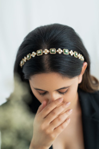 Kundan สีเขียว meenakari Matha patti อินเดียแฮนด์เมดและออกแบบแฟชั่นเครื่องประดับสำหรับเจ้าสาวสำหรับผู้หญิง - Product Image 2