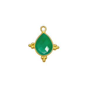 Charmes en onyx vert fantaisie, sertis de pierres en forme de poire, en argent sterling plaqué or, faits à la main, pendentifs fantaisie sertis, connecteurs pour la fabrication de bijoux - Product Image 1
