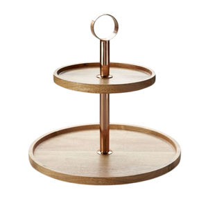 ขาตั้งสำหรับตกแต่งเค้กโรงแรมในบ้านแบบโมเดิร์น2ชั้นทำจากไม้มะม่วงพร้อมที่จับเหล็กขาตั้งคัพเค้ก - Product Image 2