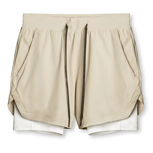 Men's High Quality Double Layer Athletic Workout <b>Shorts</b> High Street Breathable <b>Spandex</b>/Polyester Custom Logo Front Drawstring - Product Image 6