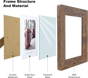 Marcos de fotos de 5x7 Juego de 4 marcos de fotos de madera Vidrio templado real y esquinas redondeadas rústicas de madera compuesta Foto - Product Image 3