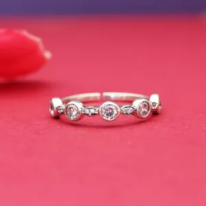 "Oval Cut <b>CZ</b> Round Stone Sterling Silver Women's Rhodium Plated <b>Ring</b>-Gift Option" - Product Image 2