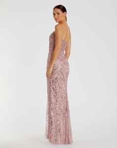 เดรสยาวทรงเมอร์เมดผ้าทูลล์ คอวีประดับลูกปัดปักลายดอกไม้ แต่งเลื่อม - Product Image 2