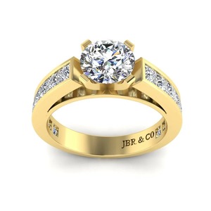 Modern Round And Princess Diamond Yellow Gold Plated 925 <b>Silver</b> Engagement <b>Ring</b> For <b>Men</b> Luxury Fashion At Wholesale Price - Product Image 4