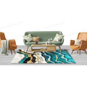 Tapis imprimé marbre doré, tapis épais, tapis cadeaux, tapis décoratifs, tapis en chenille - Product Image 5