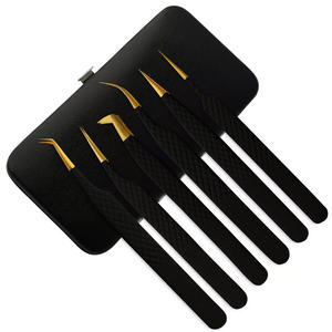 Ensemble de pinces à cils en acier inoxydable pour extensions de cils, haute qualité, prise parfaite, options personnalisables, longueur 10 mm, multi-pointes - Product Image 1